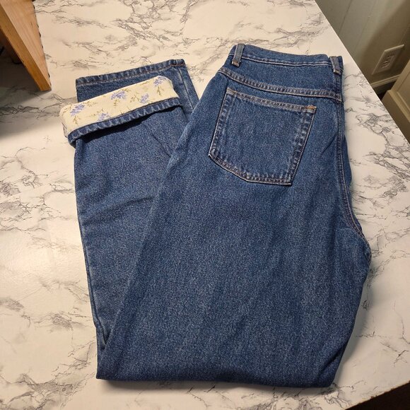 Vintage L.L. Bean 14 Medium Wash Denim Blue Lined Relaxed Fit Straight Leg Jeans - Picture 1 of 12